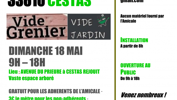 Vide grenier / Vide jardin du 18 mai 2025
